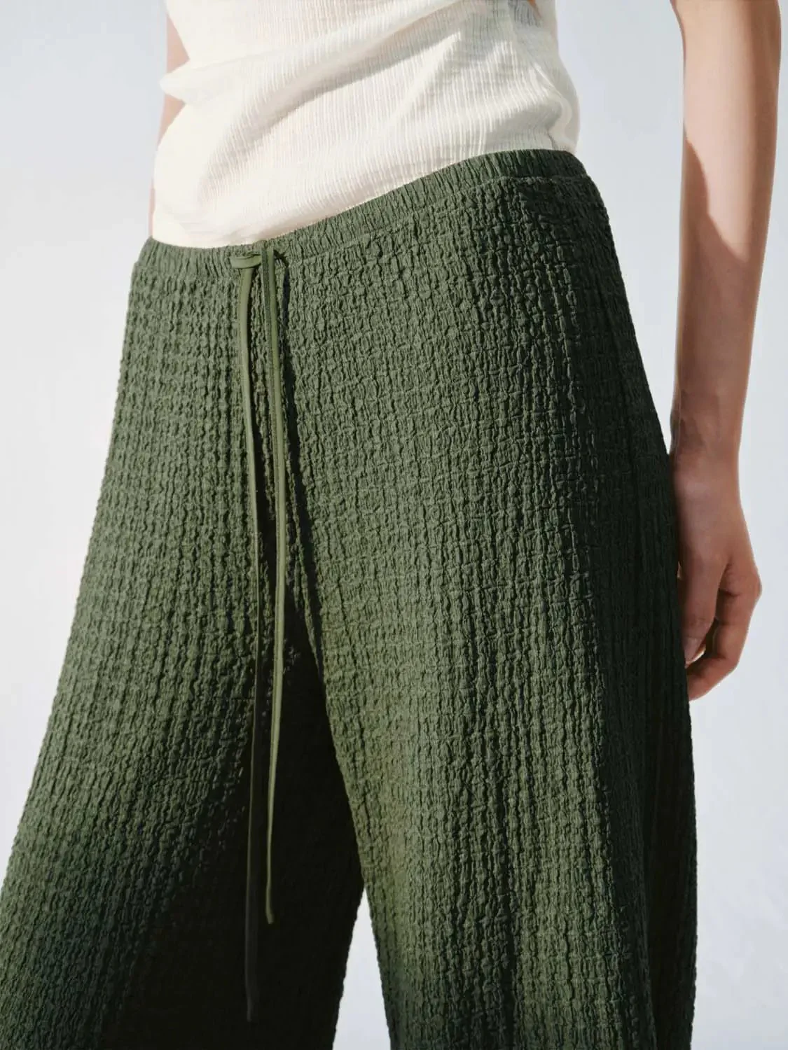 Drawstring Pull On Wide Leg Pants