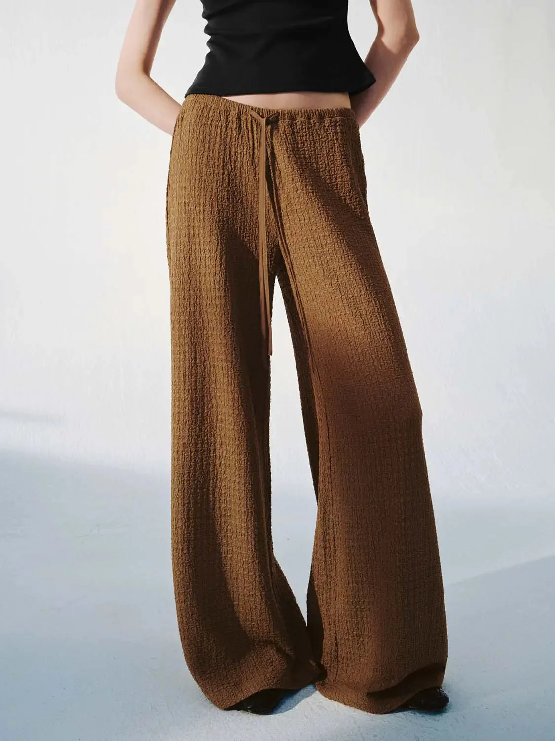 Drawstring Pull On Wide Leg Pants