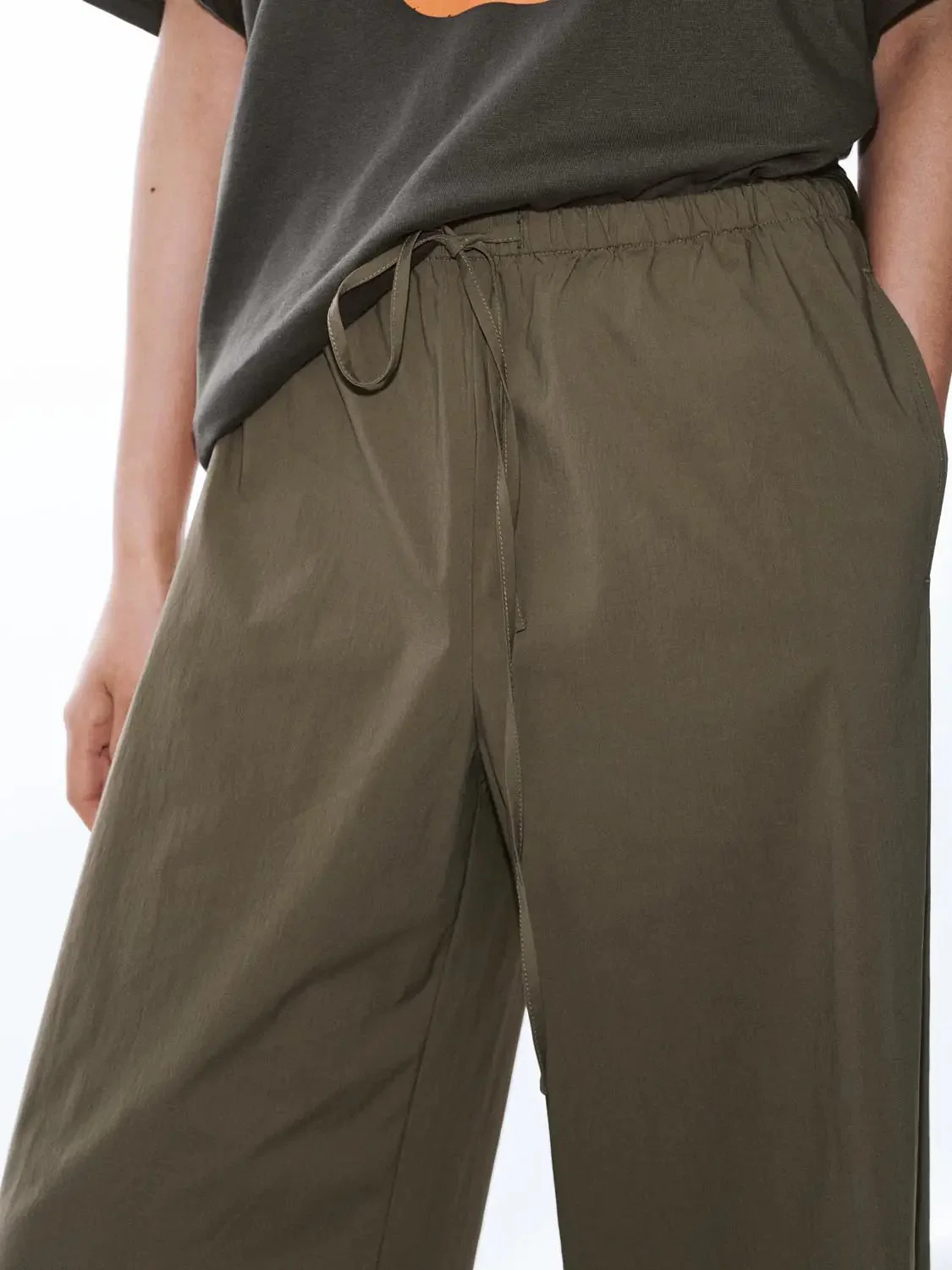 Drawstring Pull On Wide Leg Pants