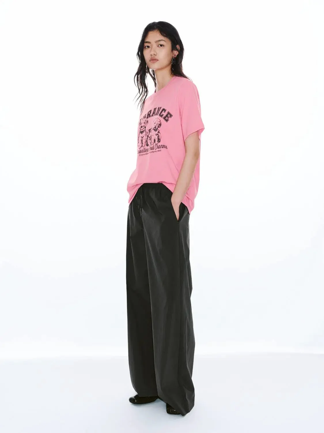 Drawstring Pull On Wide Leg Pants