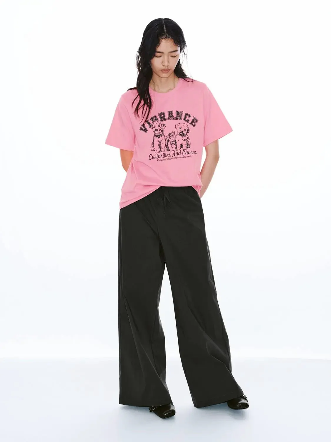 Drawstring Pull On Wide Leg Pants