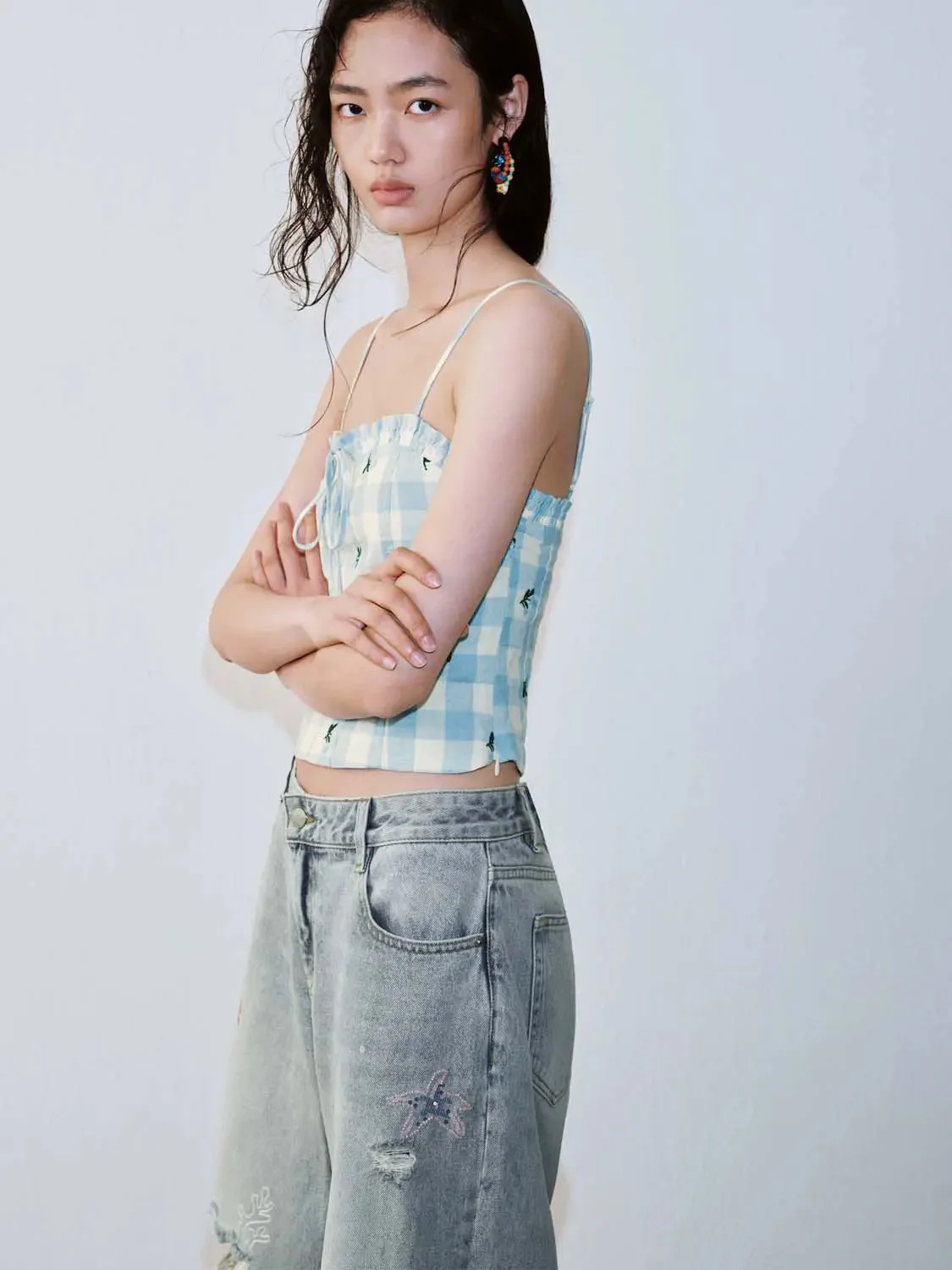 20492-contrast-check-bow-detail-strappy-cami-tops-2.webp Contrast Check Bow Detail Strappy Cami Tops
