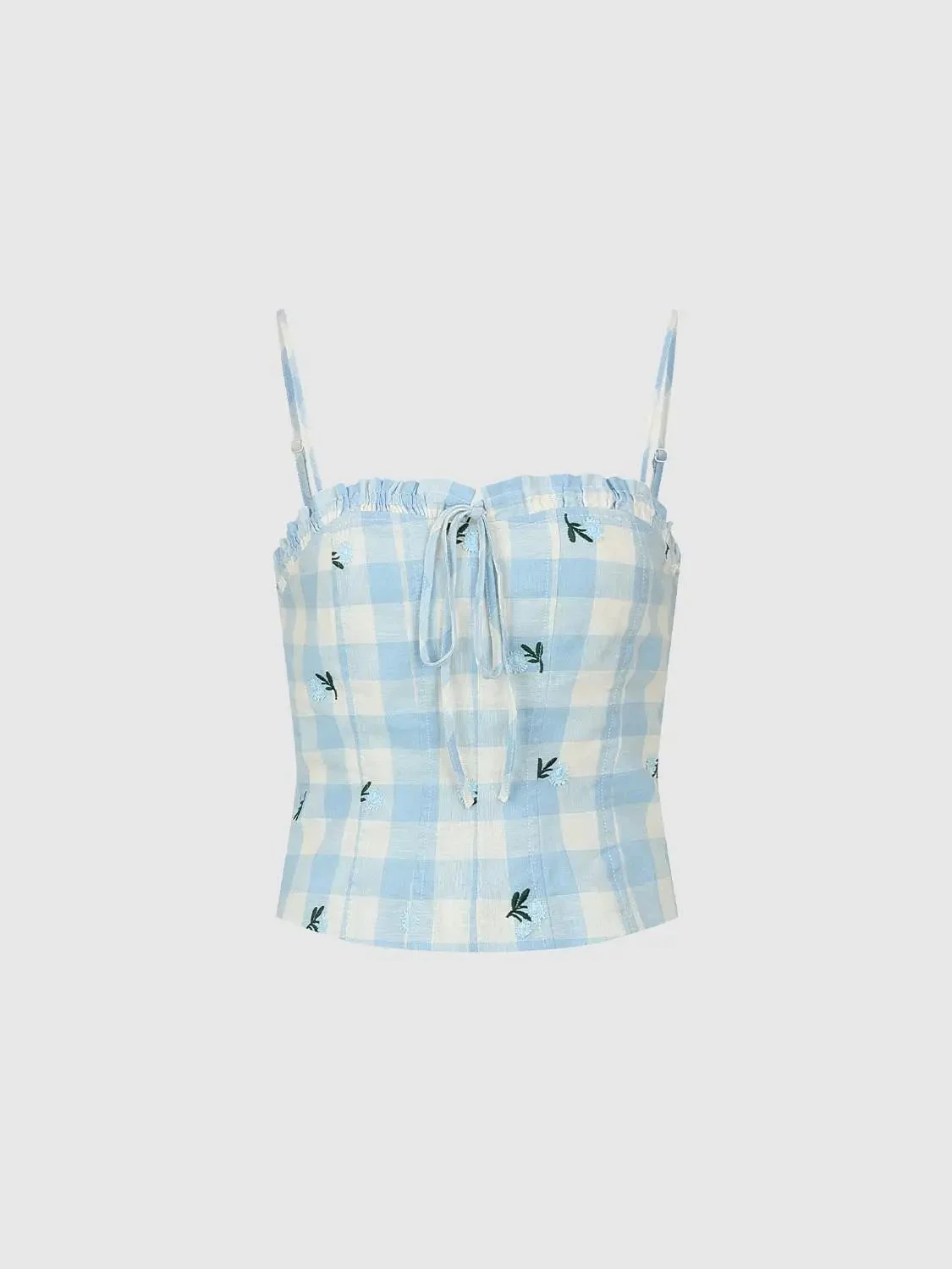 20492-contrast-check-bow-detail-strappy-cami-tops-7.webp Contrast Check Bow Detail Strappy Cami Tops
