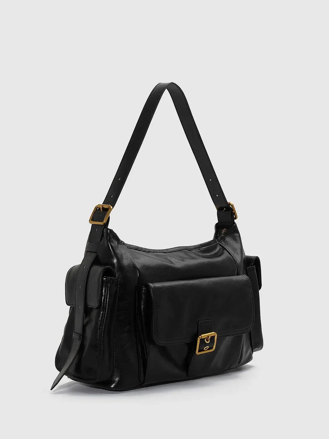 Faux Leather Multi-Pocket Shoulder Bags