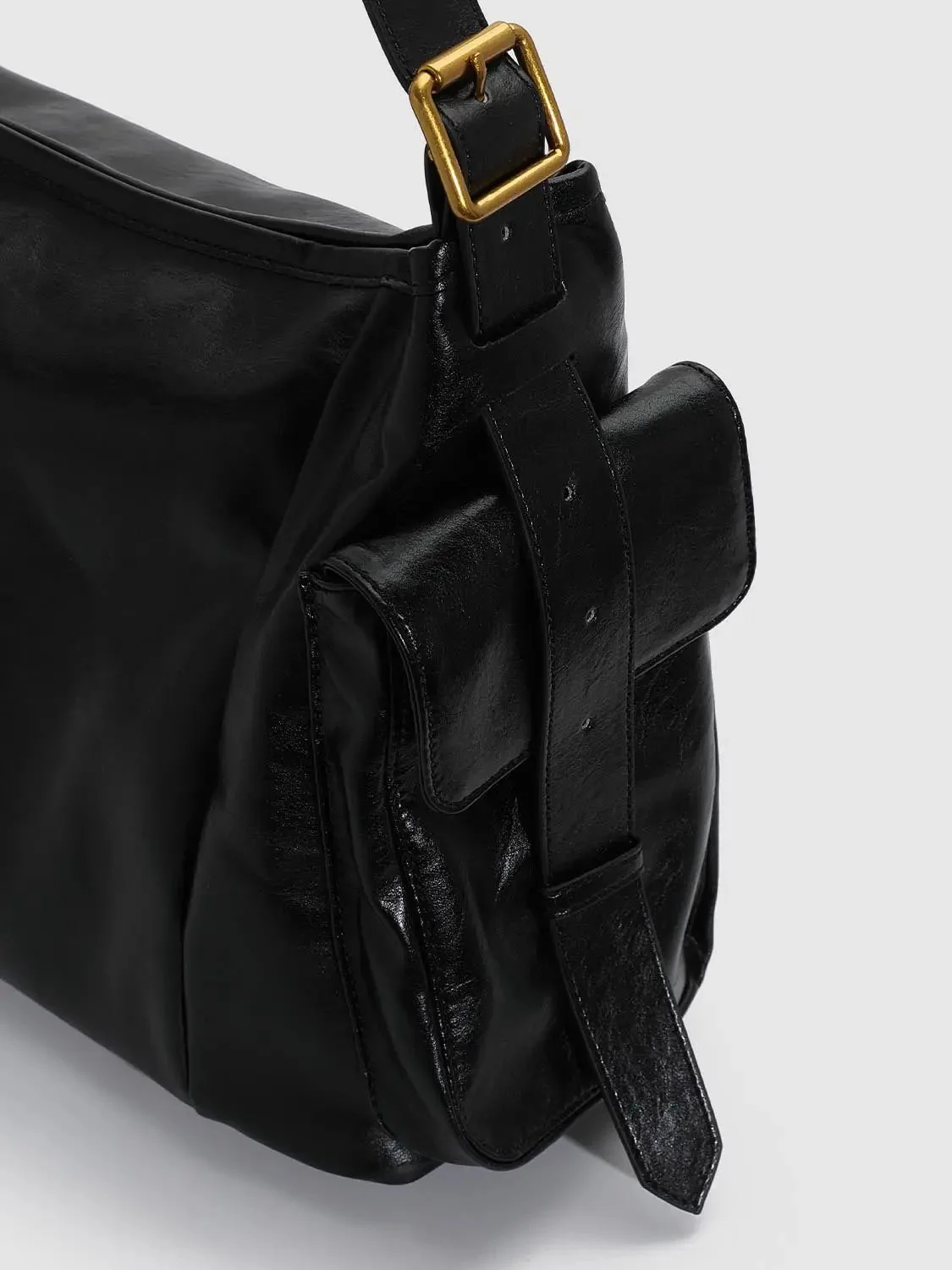 Faux Leather Multi-Pocket Shoulder Bags