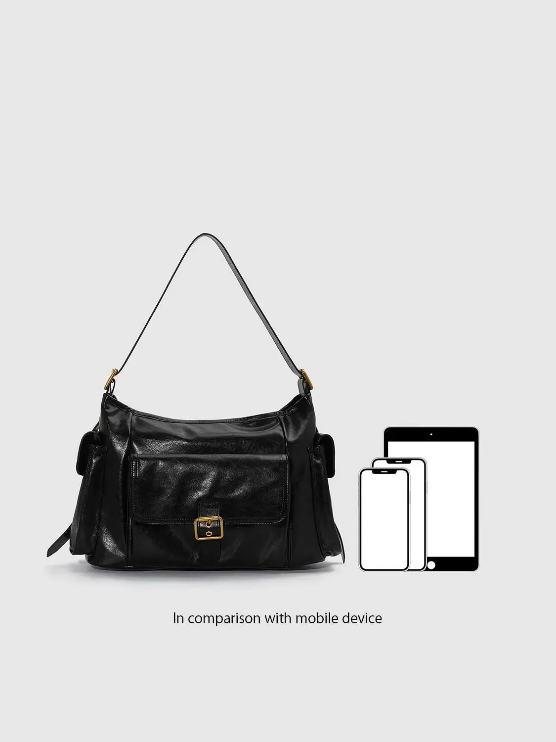 Faux Leather Multi-Pocket Shoulder Bags