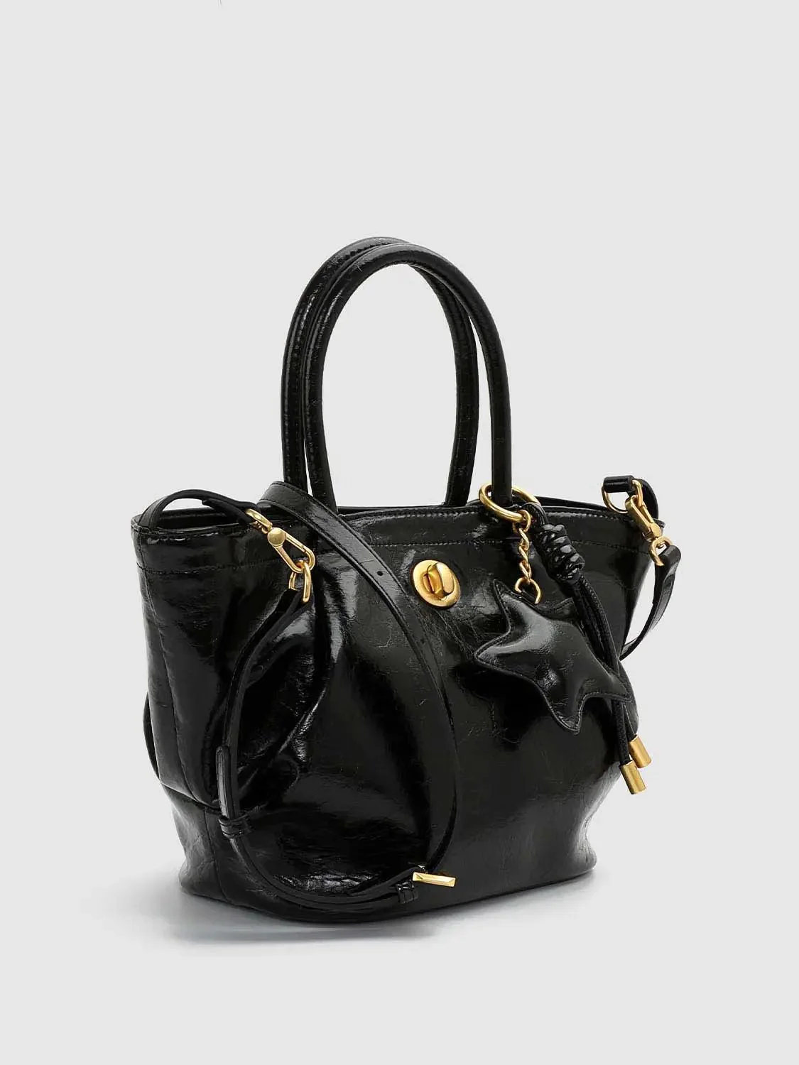 Faux Leather Handle Shoulder Bags