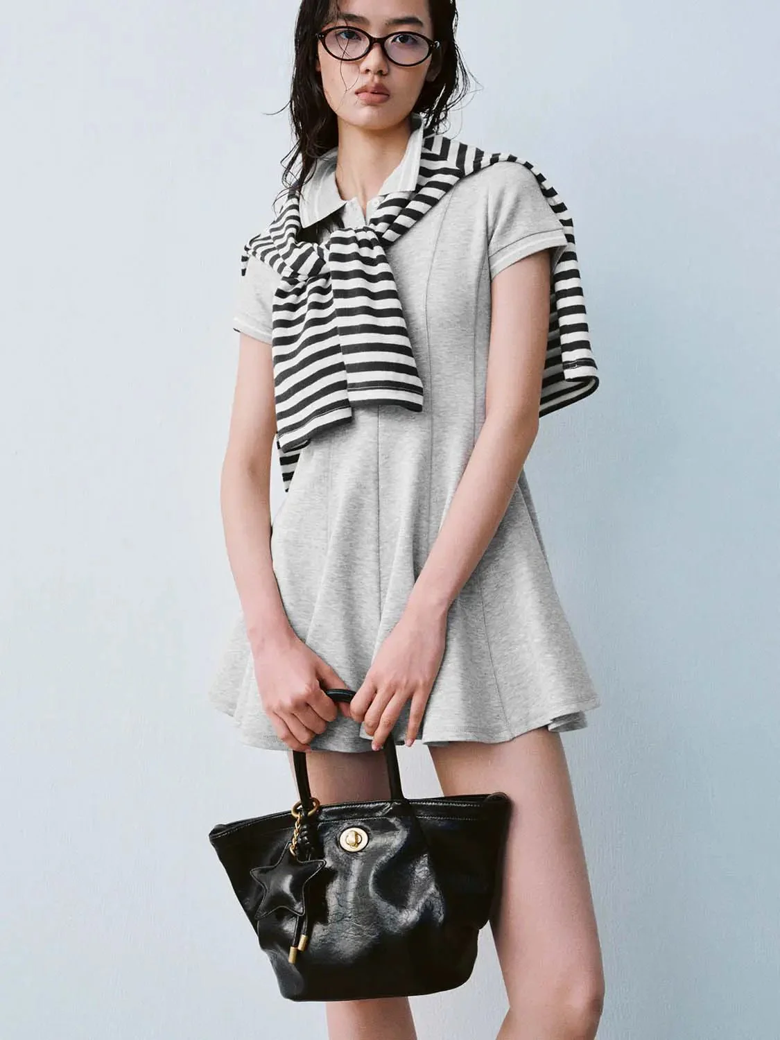 Faux Leather Handle Shoulder Bags