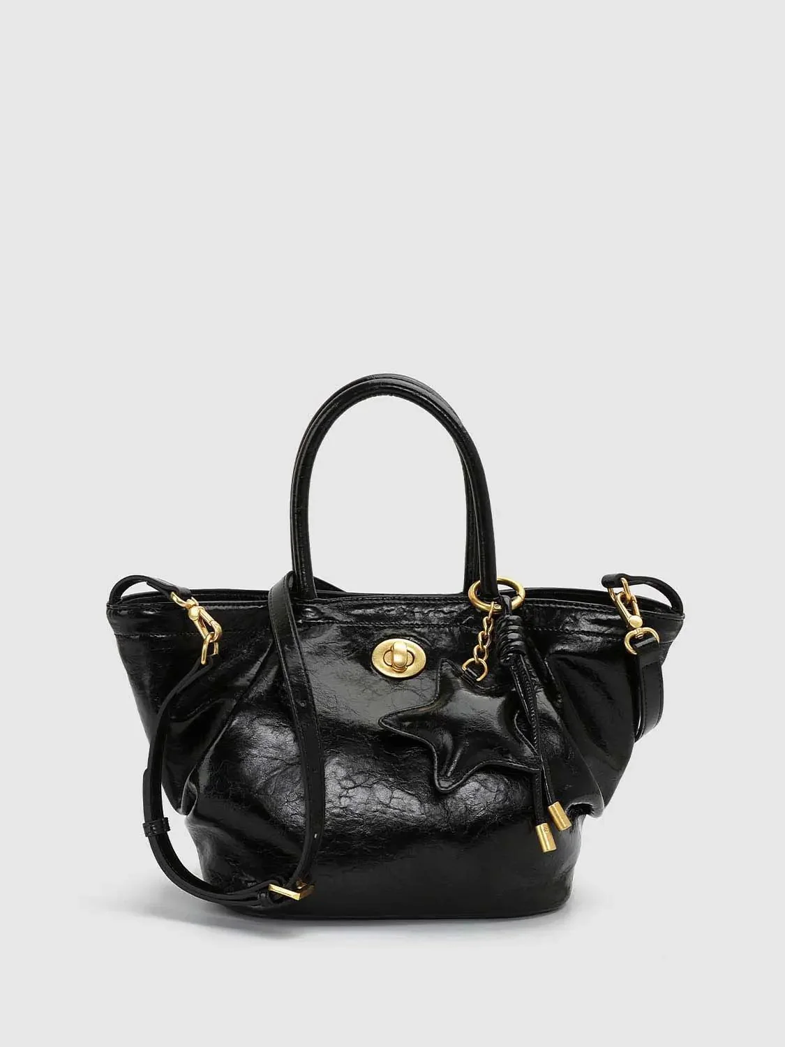 Faux Leather Handle Shoulder Bags