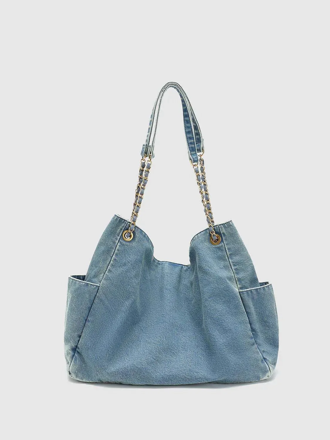 20613-oversize-chain-detail-denim-shoulder-bags-2.webp Oversize Chain Detail Denim Shoulder Bags
