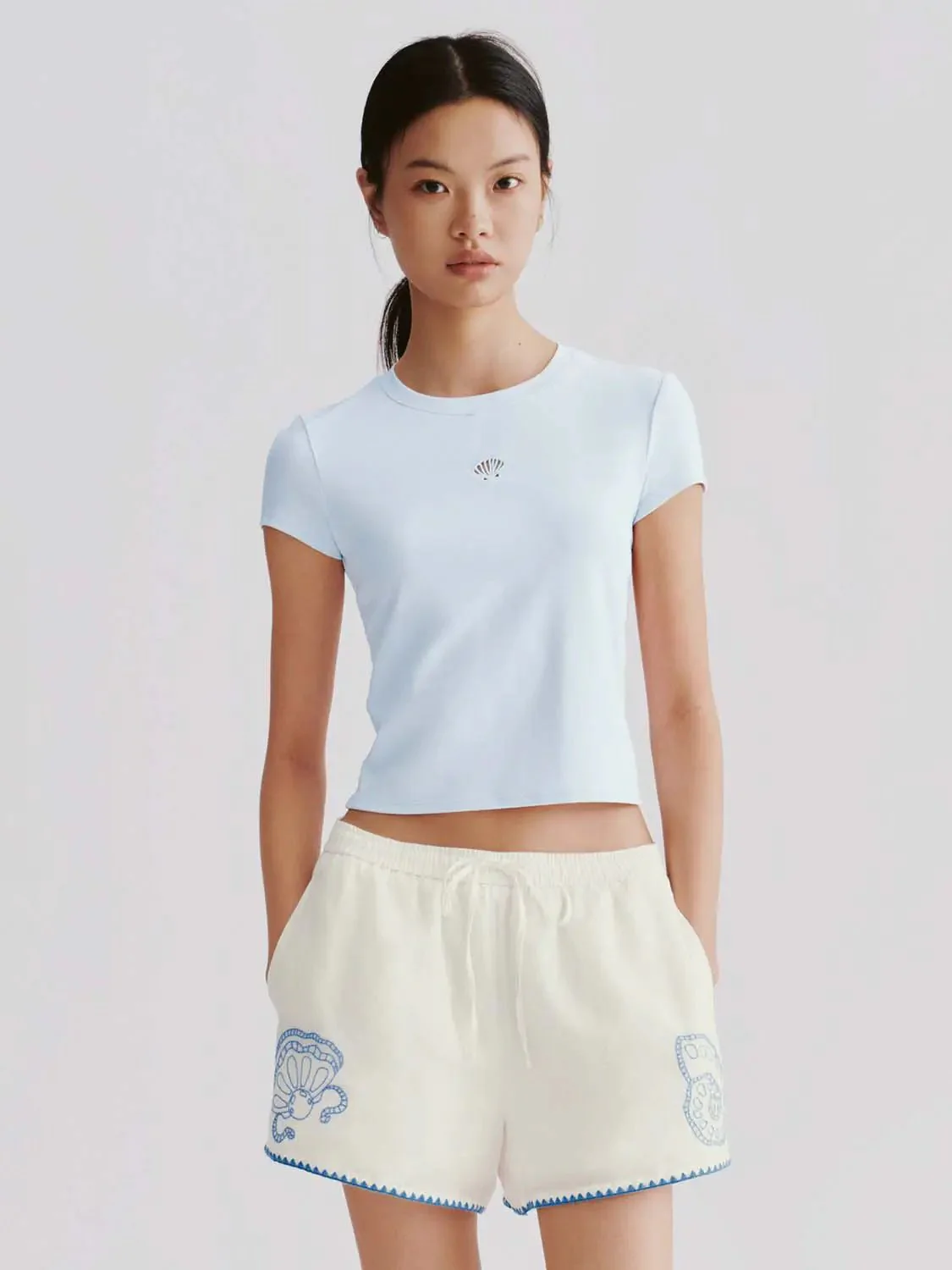 Cotton Lyocell Blend Crew Neck T Shirts