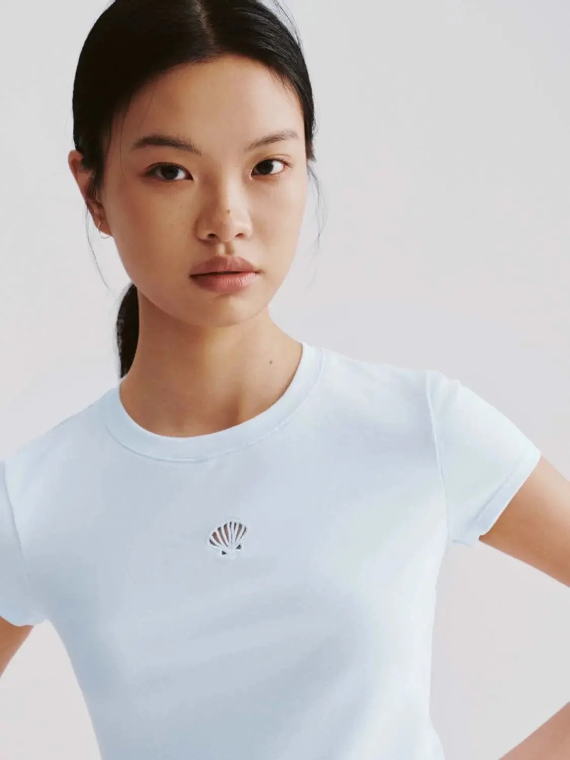 Cotton Lyocell Blend Crew Neck T Shirts