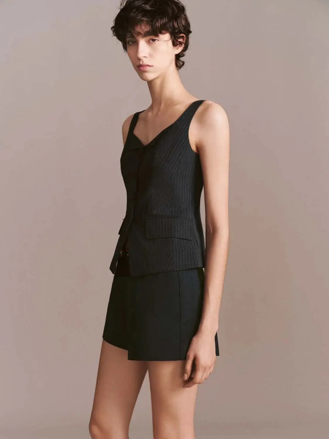 20676-pinstripe-tailored-sleeveless-button-front-shirt-2.webp Pinstripe Tailored Sleeveless Button Front Shirt