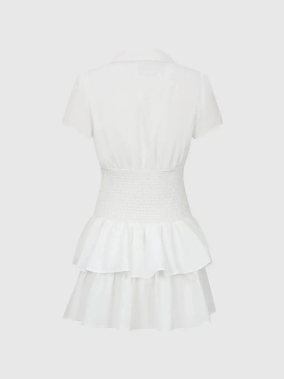 2071-tiered-ruffle-hem-button-down-polo-neck-a-line-midi-dresses-2.webp Tiered Ruffle Hem Button Down Polo Neck A-Line Midi Dresses
