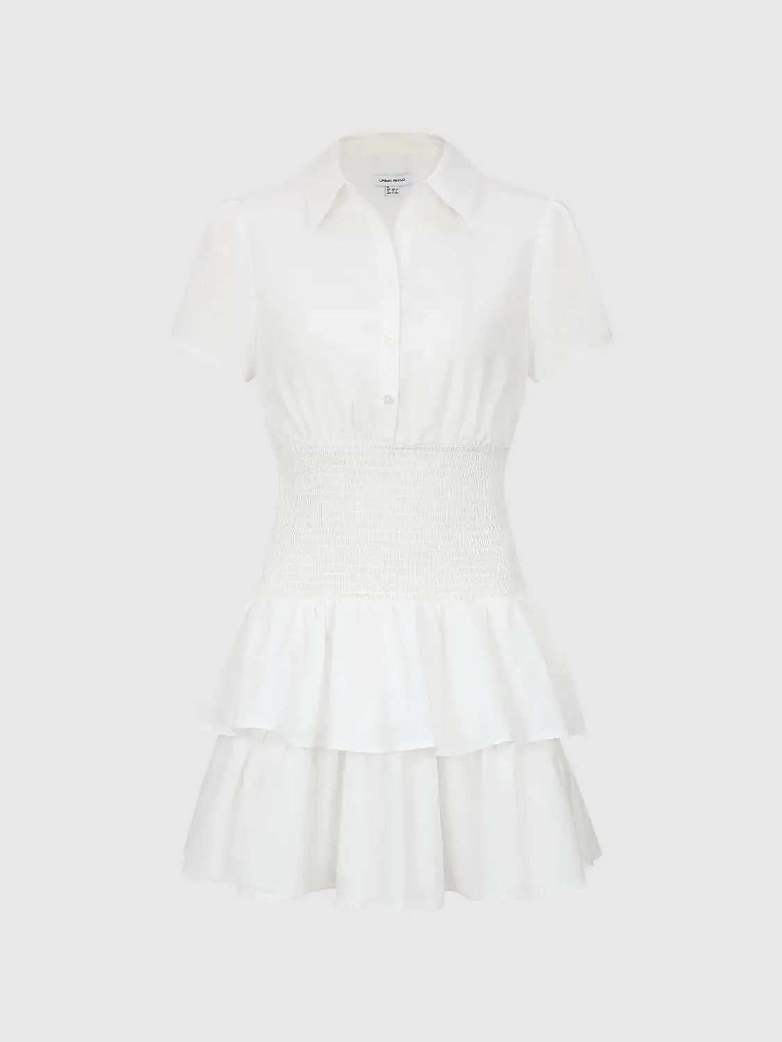 2071-tiered-ruffle-hem-button-down-polo-neck-a-line-midi-dresses-4.webp Tiered Ruffle Hem Button Down Polo Neck A-Line Midi Dresses