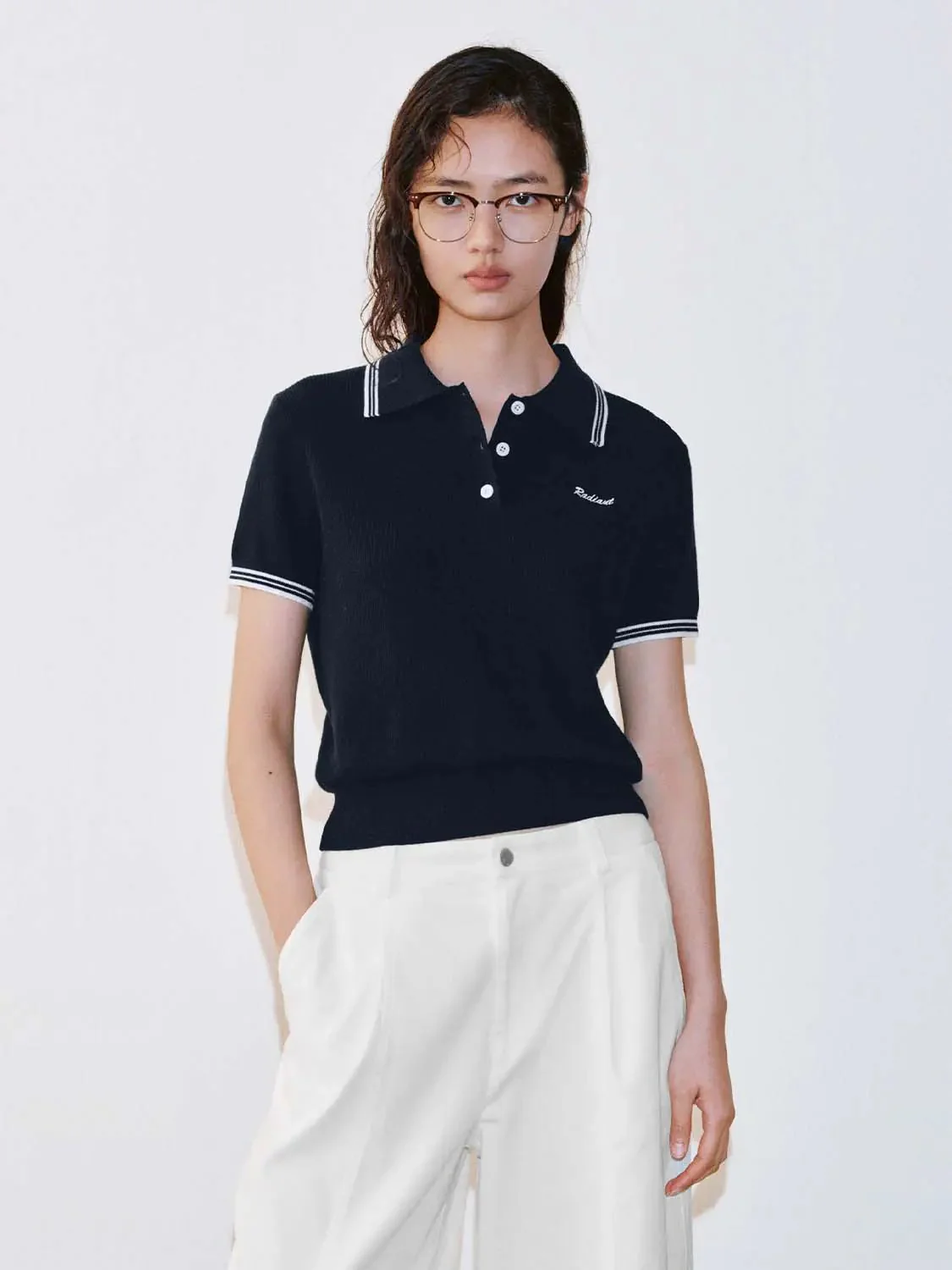 20789-contrast-trim-polo-neck-knitted-t-shirts-1.webp Contrast Trim Polo Neck Knitted T-Shirts