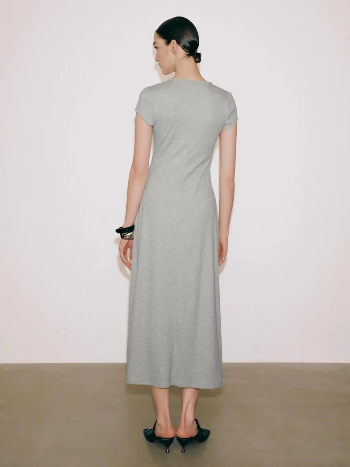 20806-cotton-viscose-blend-v-neck-short-sleeve-midi-dresses-6.webp Cotton Viscose Blend V Neck Short Sleeve Midi Dresses