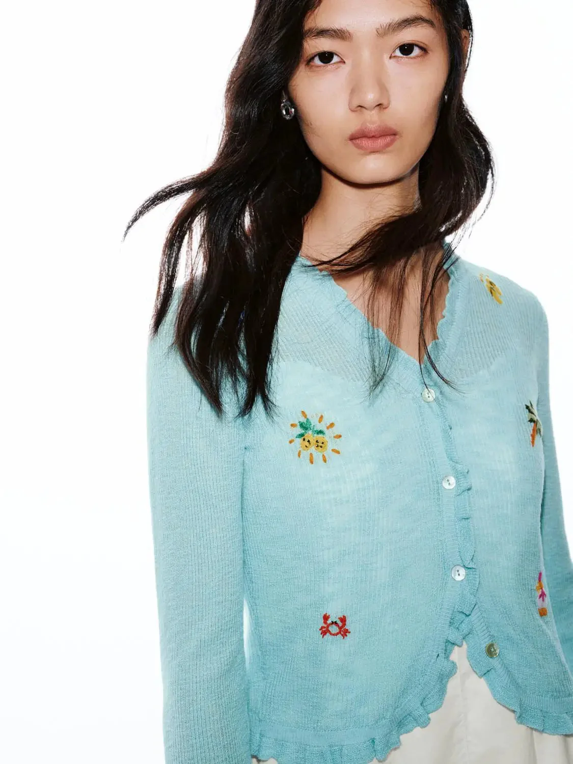 20890-viscose-blend-ruffle-trim-embroidered-v-neck-knit-cardigan-3.webp Viscose Blend Ruffle Trim Embroidered V-Neck Knit Cardigan