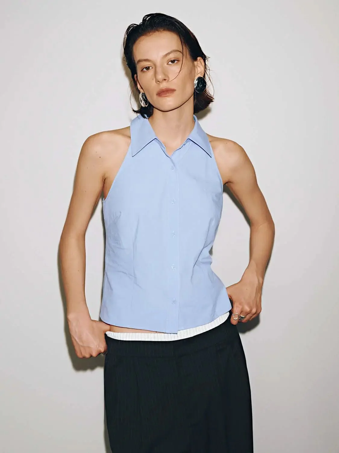 20928-light-blue-cotton-polo-neck-sleeveless-cami-top-1.webp Light Blue Cotton Polo Neck Sleeveless Cami Top