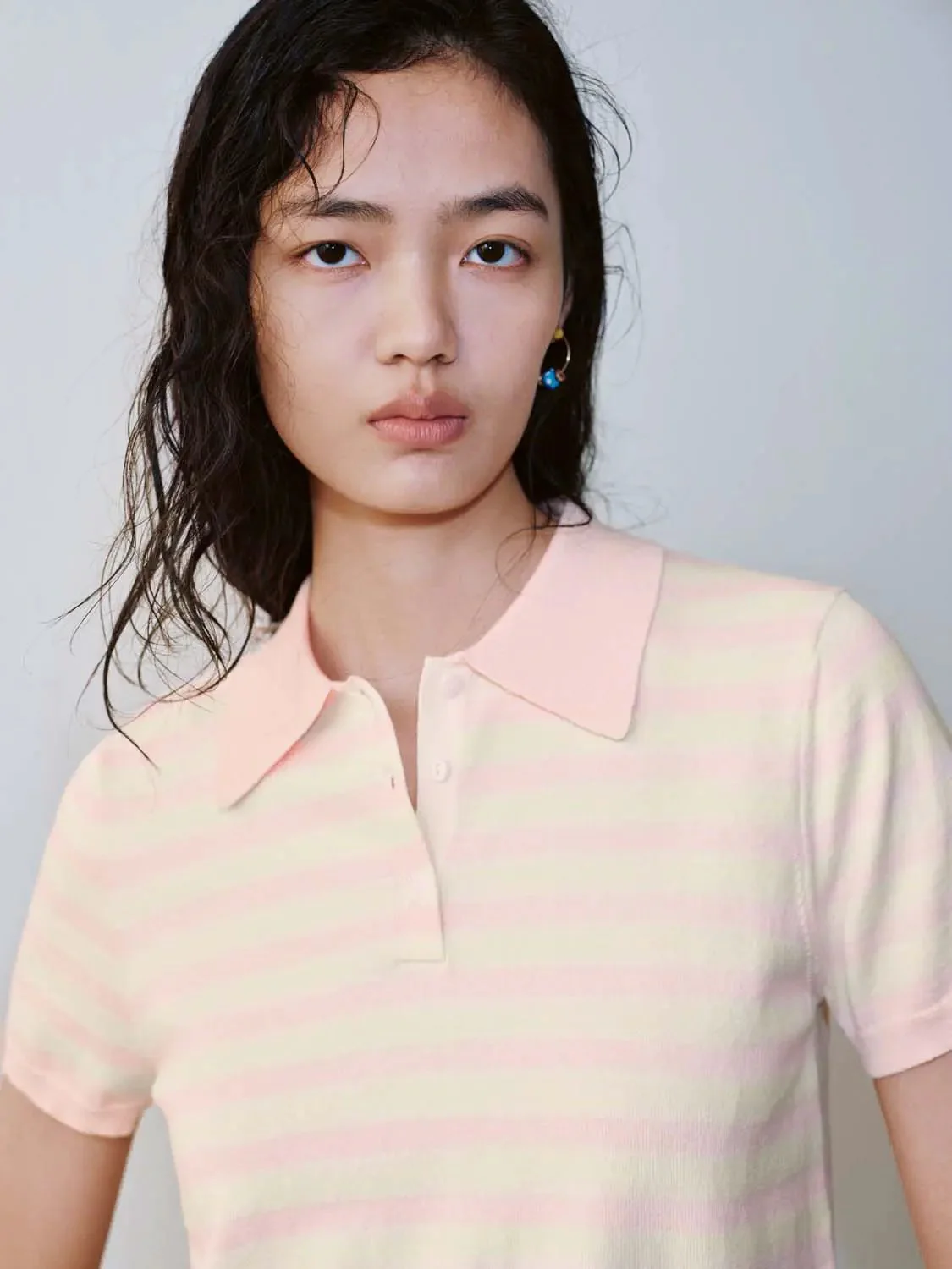 Striped Polo Neck Knitted T-Shirts