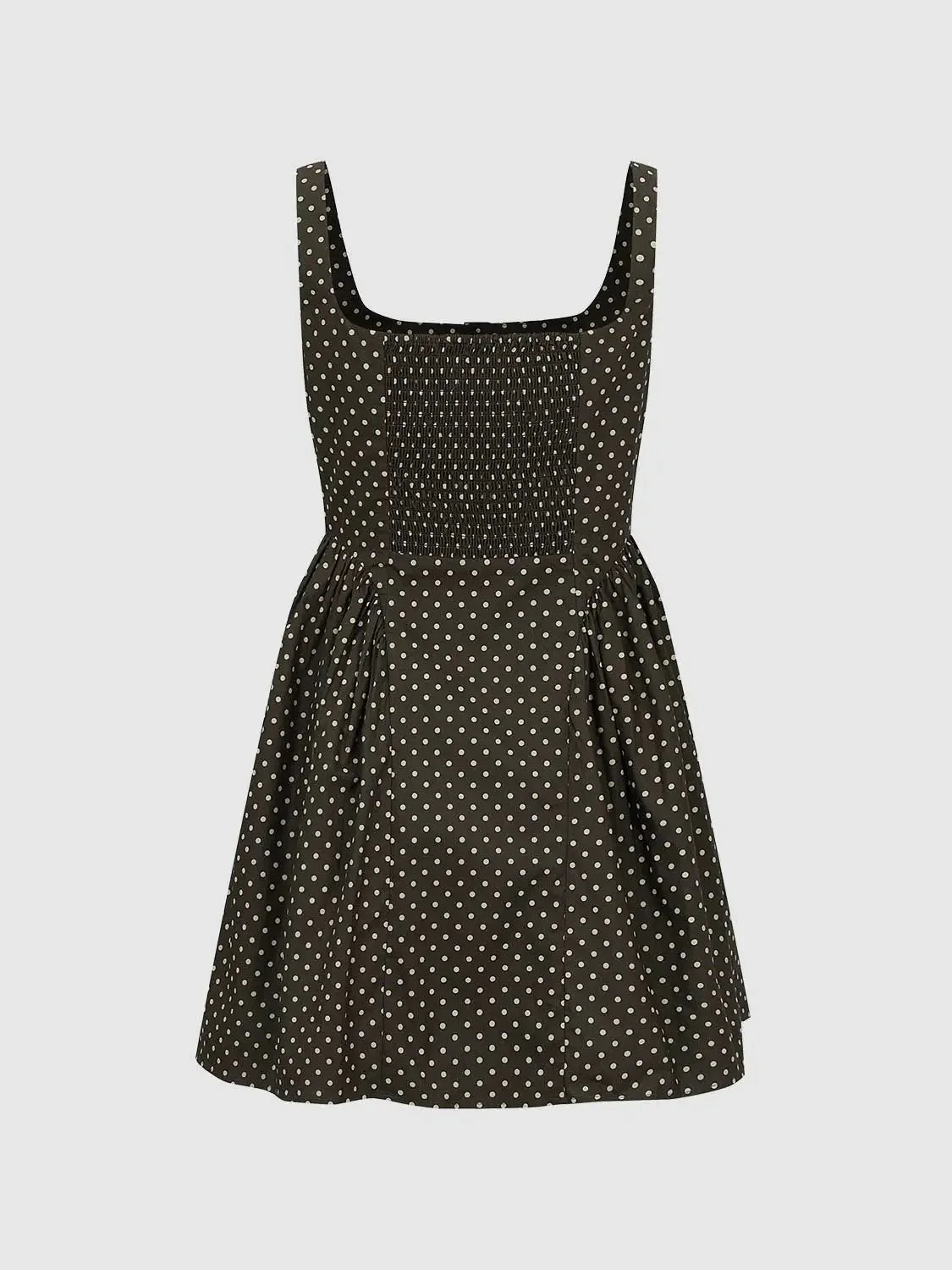 Polka Dot Button Front Strappy A-Line Midi Dresses