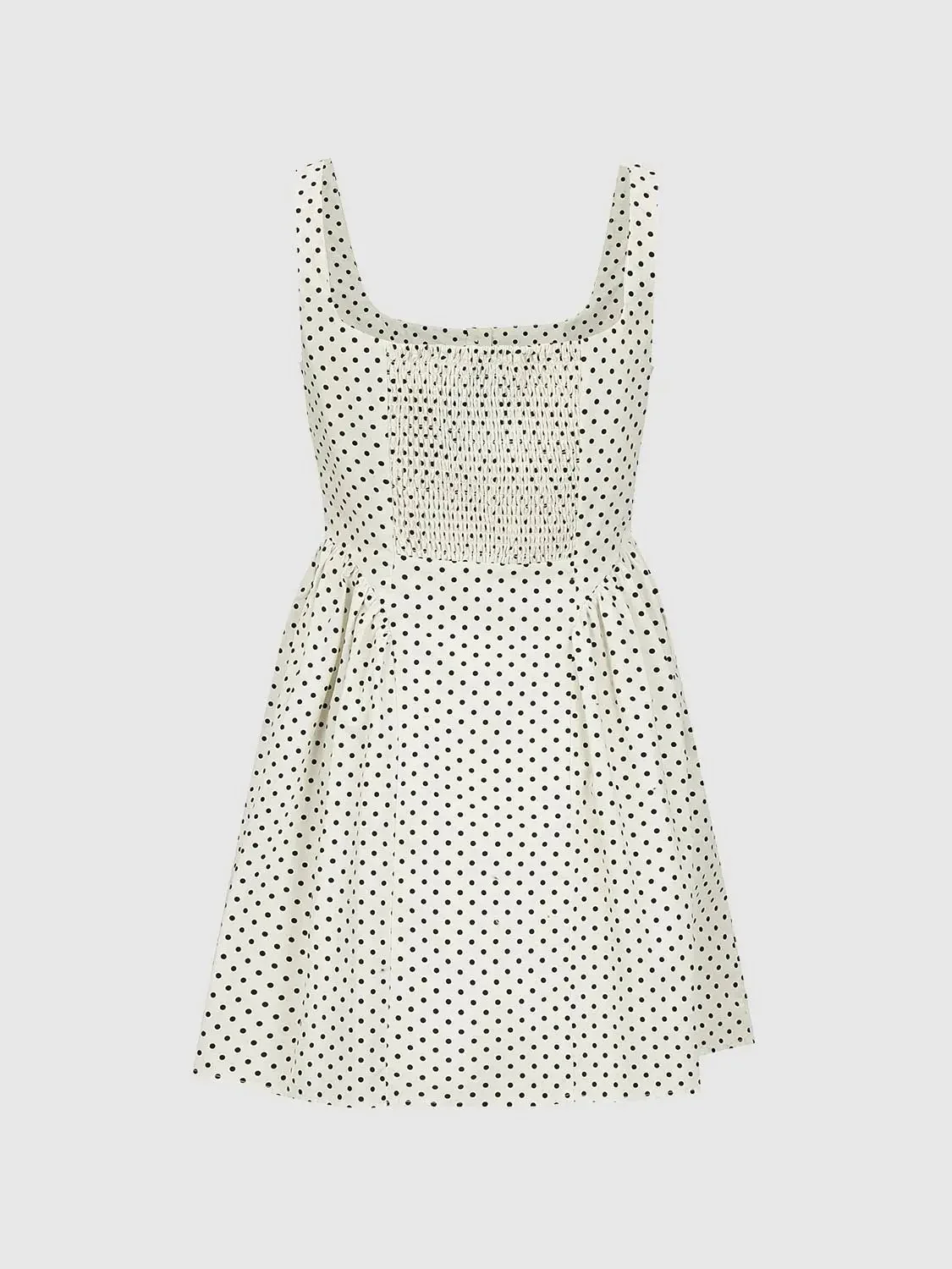 Polka Dot Button Front Strappy A-Line Midi Dresses