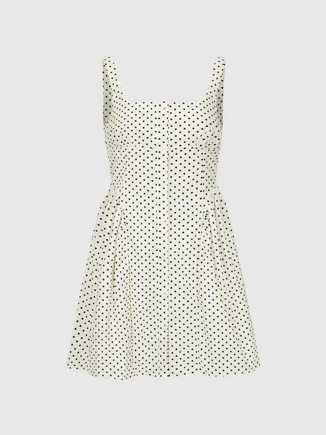 Polka Dot Button Front Strappy A-Line Midi Dresses