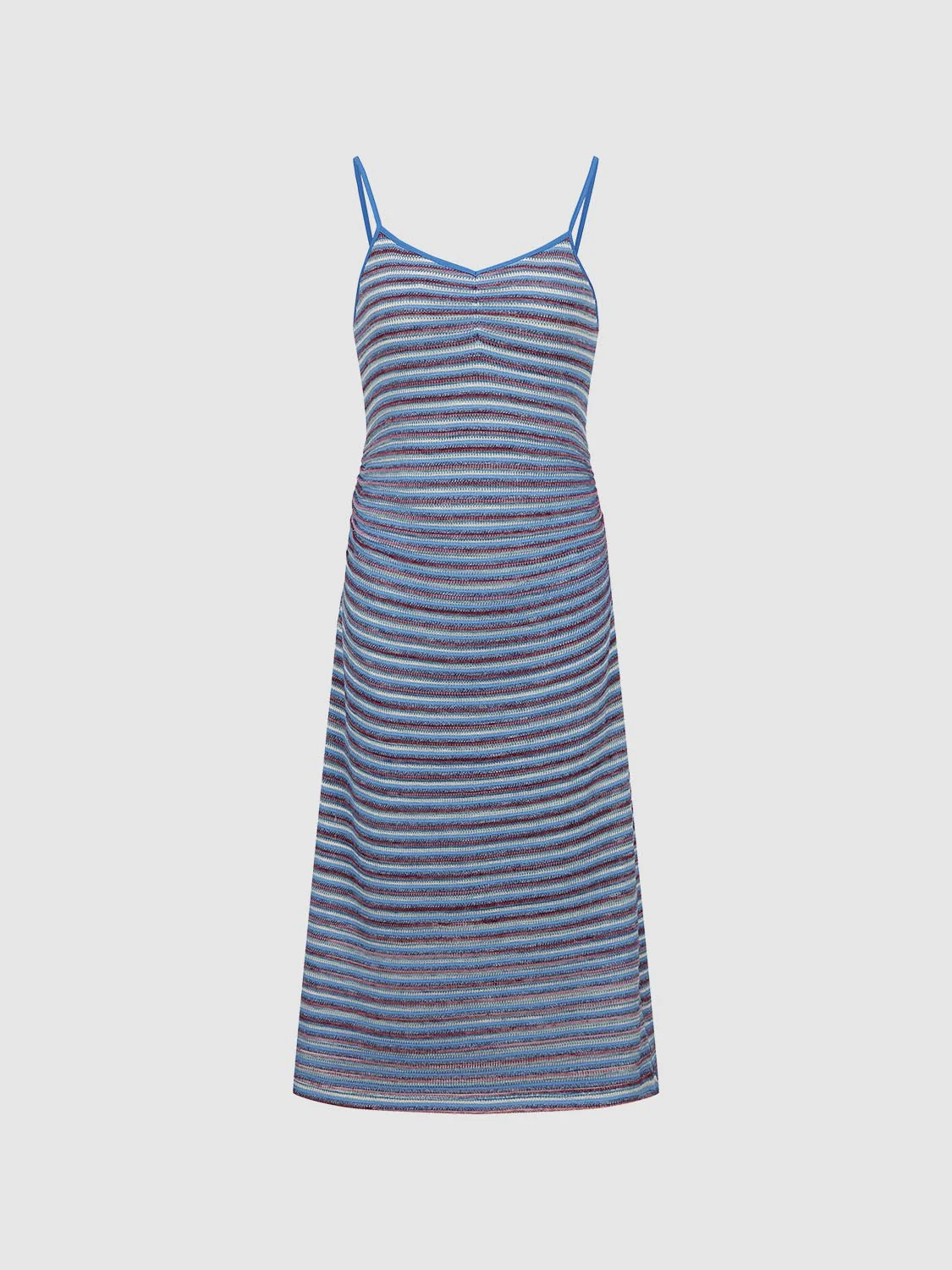 Cotton Blend Strappy Striped Midi Dresses