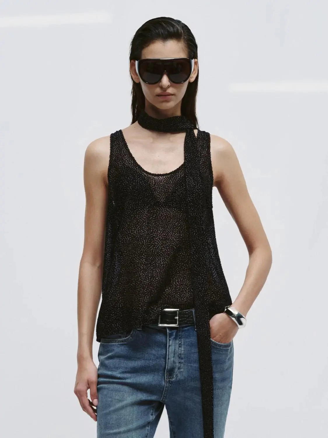 21109-scarf-neck-contrast-dotted-cami-tops-9.webp Scarf Neck Contrast Dotted Cami Tops