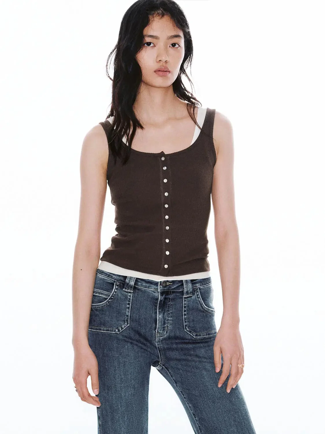 21122-cotton-blend-button-detail-sleeveless-t-shirt-1.webp Cotton Blend Button Detail Sleeveless T Shirt