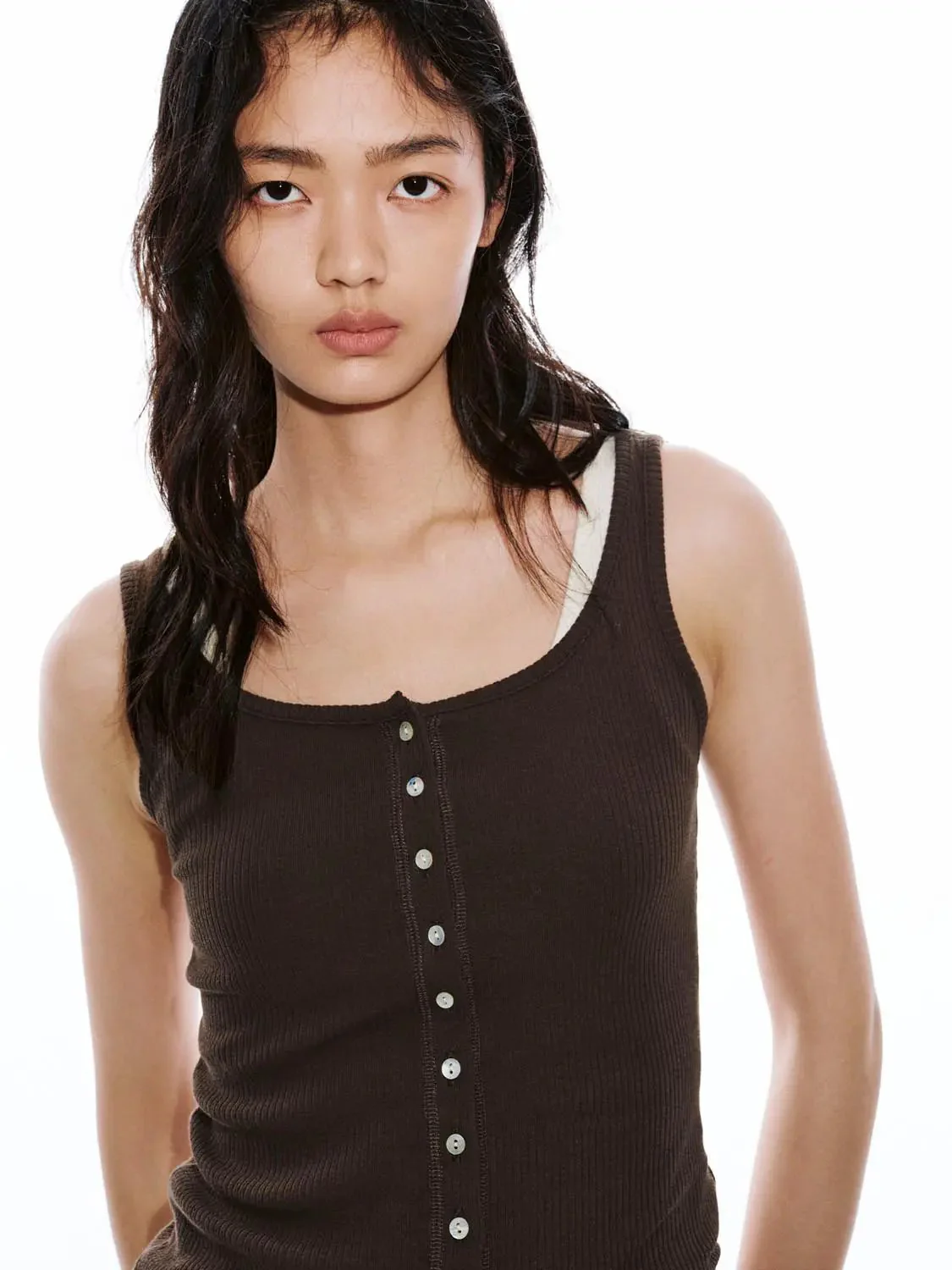 21122-cotton-blend-button-detail-sleeveless-t-shirt-3.webp Cotton Blend Button Detail Sleeveless T Shirt