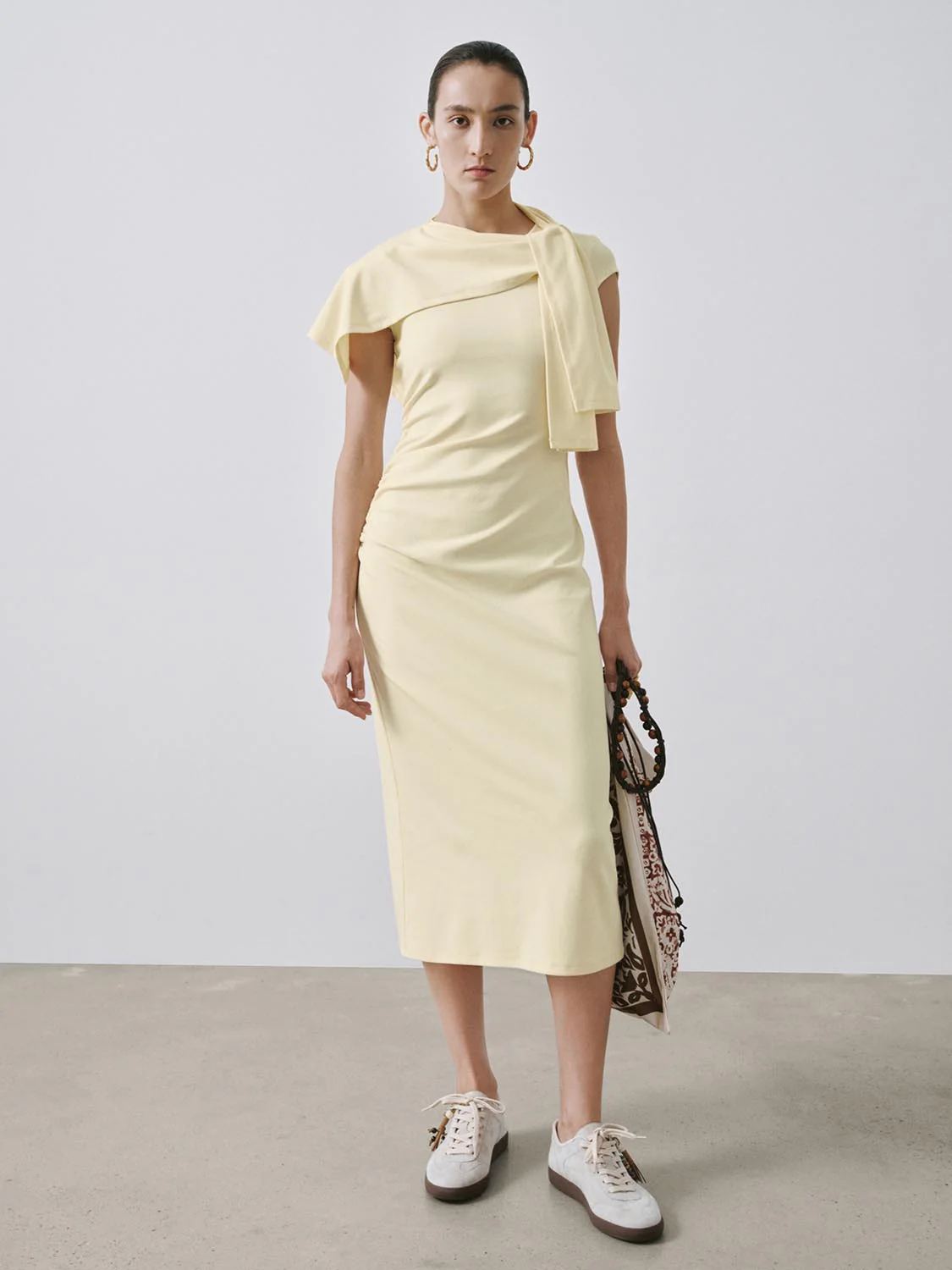 21172-cotton-blend-ruched-shawl-detail-midi-dresses-25.webp Cotton Blend Ruched Shawl Detail Midi Dresses