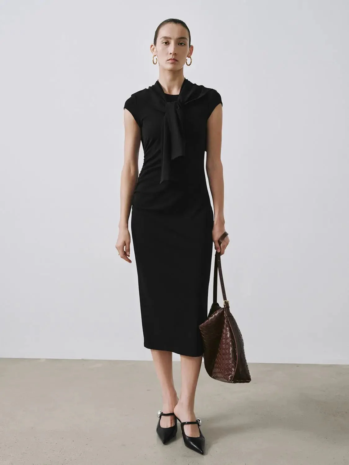 21172-cotton-blend-ruched-shawl-detail-midi-dresses-26.webp Cotton Blend Ruched Shawl Detail Midi Dresses