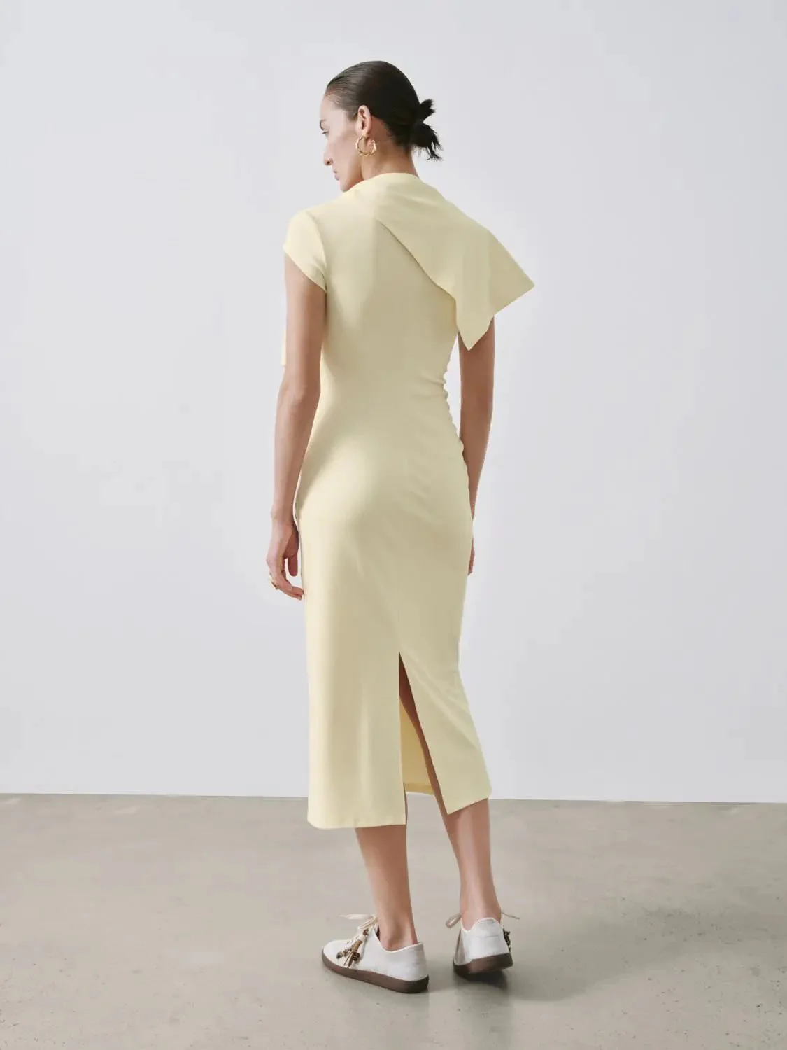 21172-cotton-blend-ruched-shawl-detail-midi-dresses-6.webp Cotton Blend Ruched Shawl Detail Midi Dresses