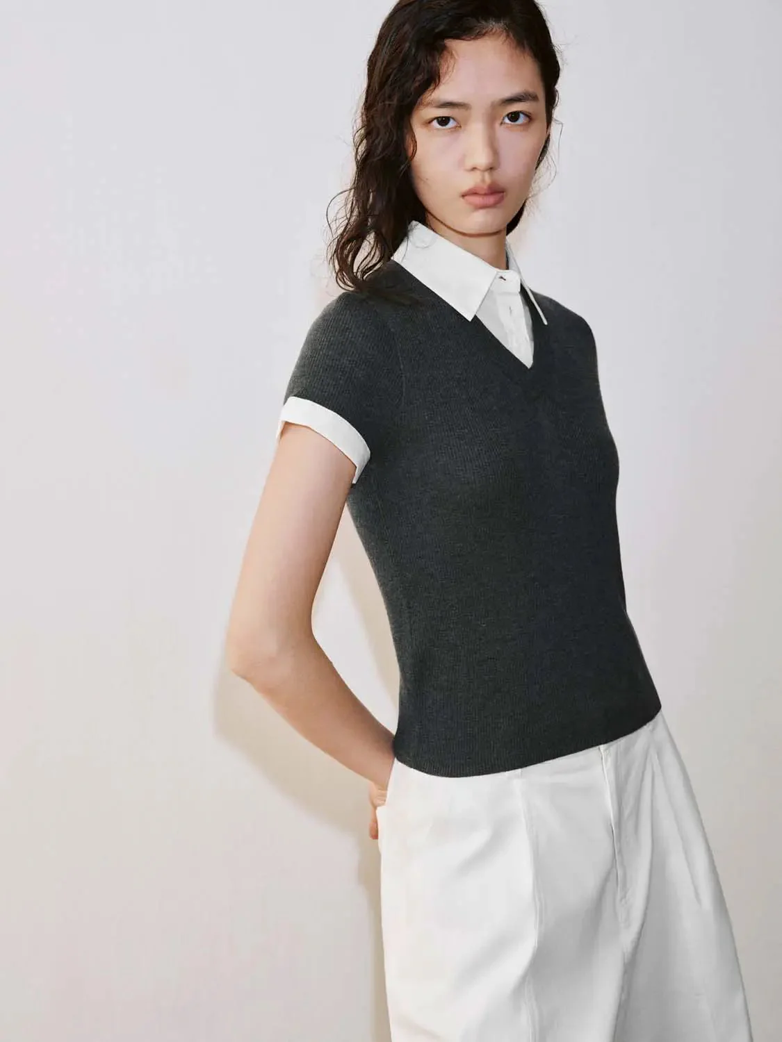 21229-elegant-polo-collar-knit-top-with-cuff-details-t-shirts-10.webp Elegant Polo Collar Knit Top With Cuff Details T-Shirts