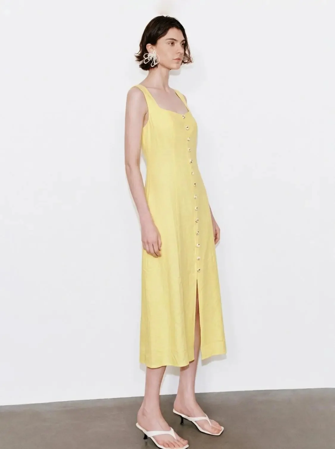 21310-linen-blend-square-neck-button-detail-midi-dresses-3.webp Linen Blend Square Neck Button Detail Midi Dresses