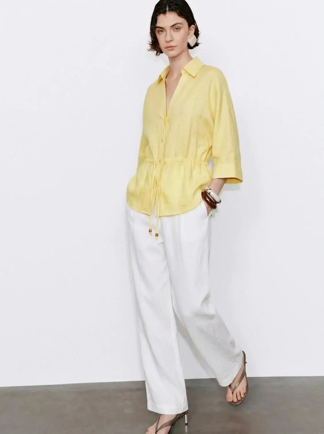 21329-linen-blend-polo-v-neck-loose-fit-shirts-3.webp Linen Blend Polo V-Neck Loose-Fit Shirts