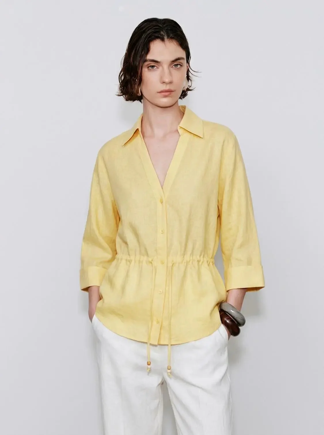 21329-linen-blend-polo-v-neck-loose-fit-shirts-9.webp Linen Blend Polo V-Neck Loose-Fit Shirts
