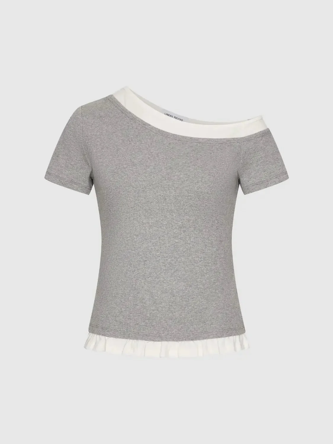 21396-cotton-blend-pleated-trim-one-shoulder-t-shirts-7.webp Cotton Blend Pleated Trim One Shoulder T Shirts