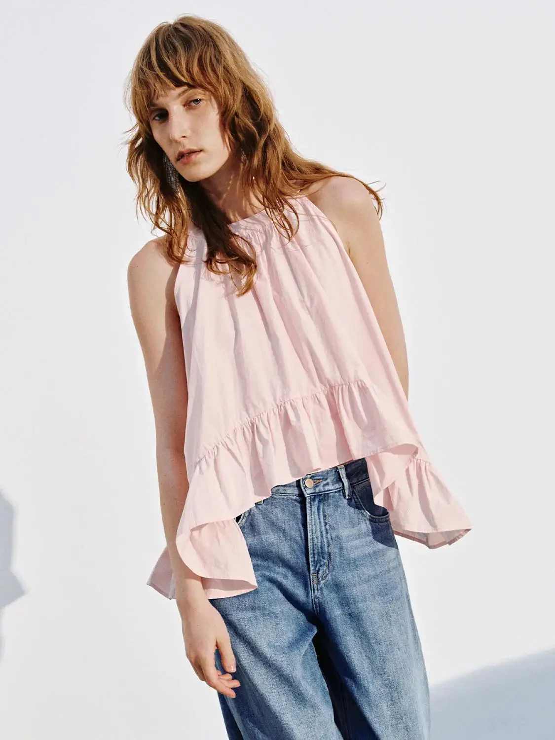 21438-ruffle-trim-crew-neck-sleeveless-overhead-shirt-1.webp Ruffle Trim Crew Neck Sleeveless Overhead Shirt