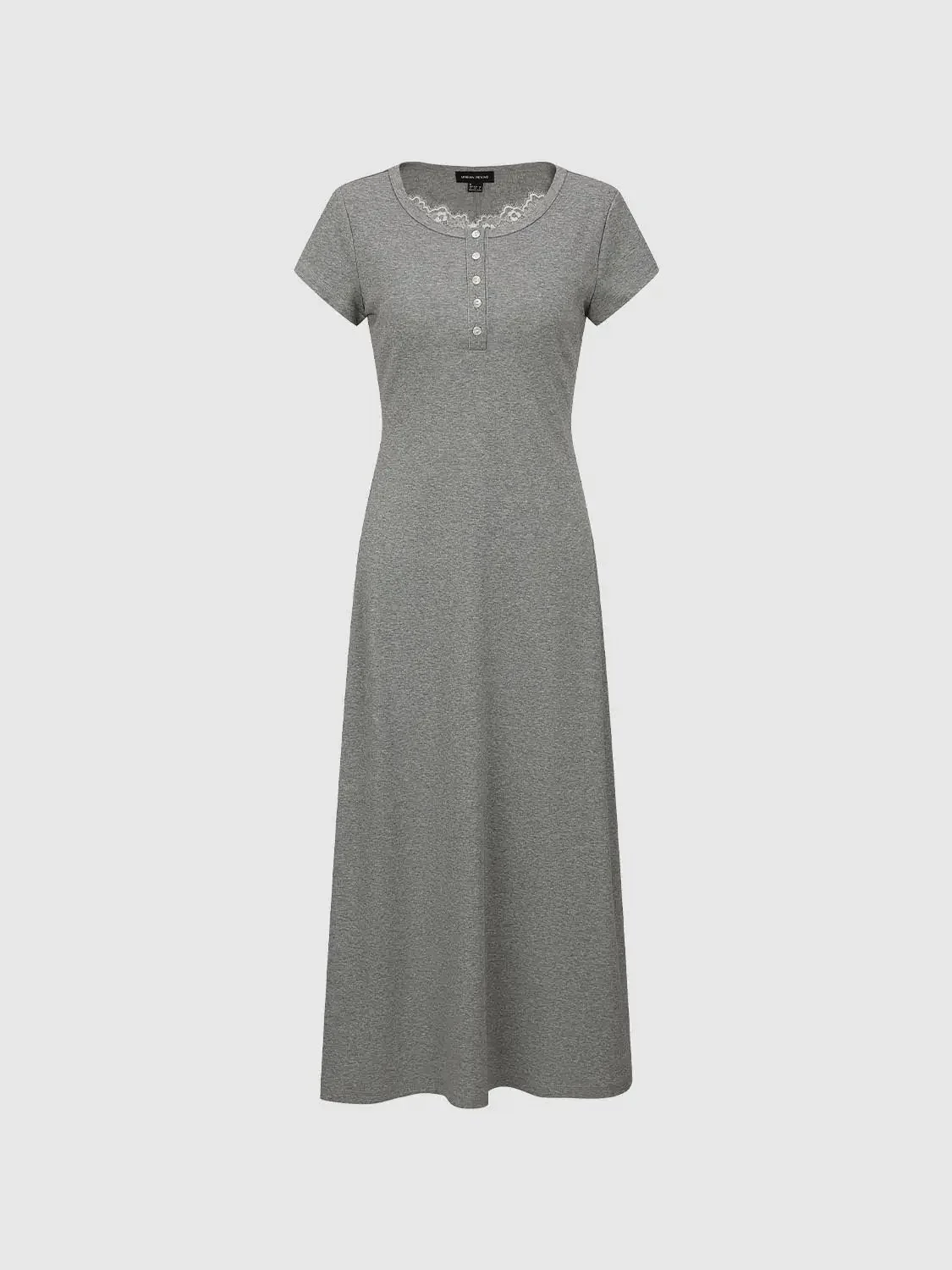 Round Neck Cotton-Blend A-Line Midi Dresses