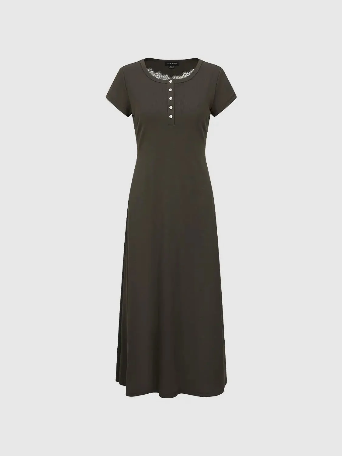 Round Neck Cotton-Blend A-Line Midi Dresses