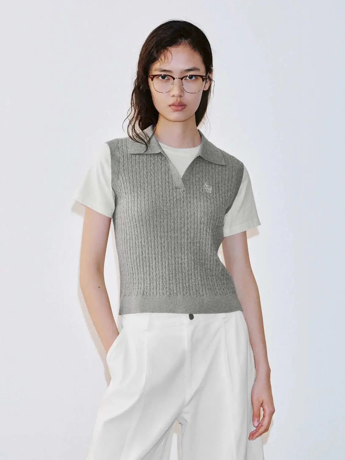 21515-cotton-knit-polo-neck-with-contrast-embroidered-t-shirts-1.webp Cotton Knit Polo Neck With Contrast Embroidered T Shirts
