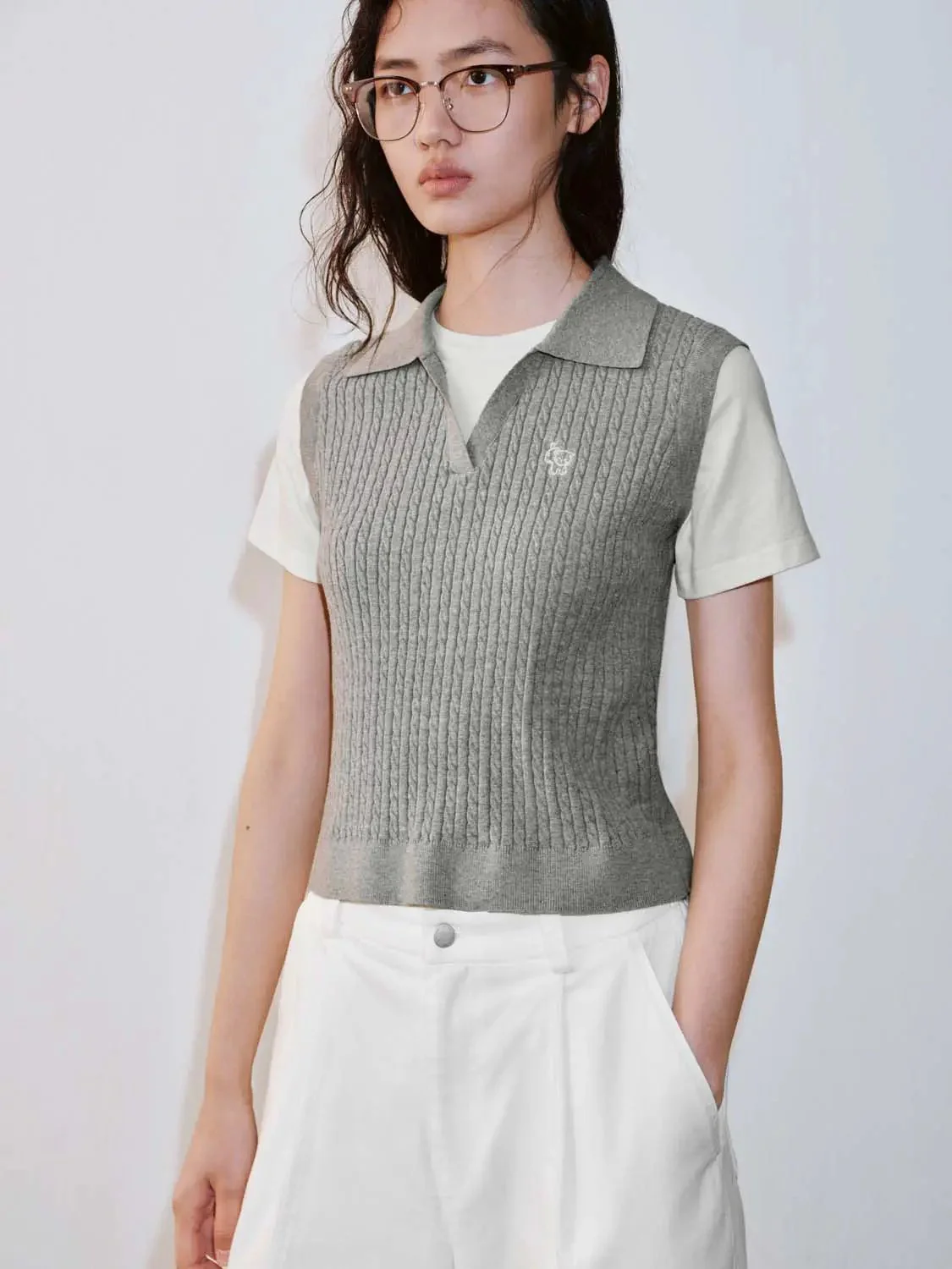 21515-cotton-knit-polo-neck-with-contrast-embroidered-t-shirts-2.webp Cotton Knit Polo Neck With Contrast Embroidered T Shirts
