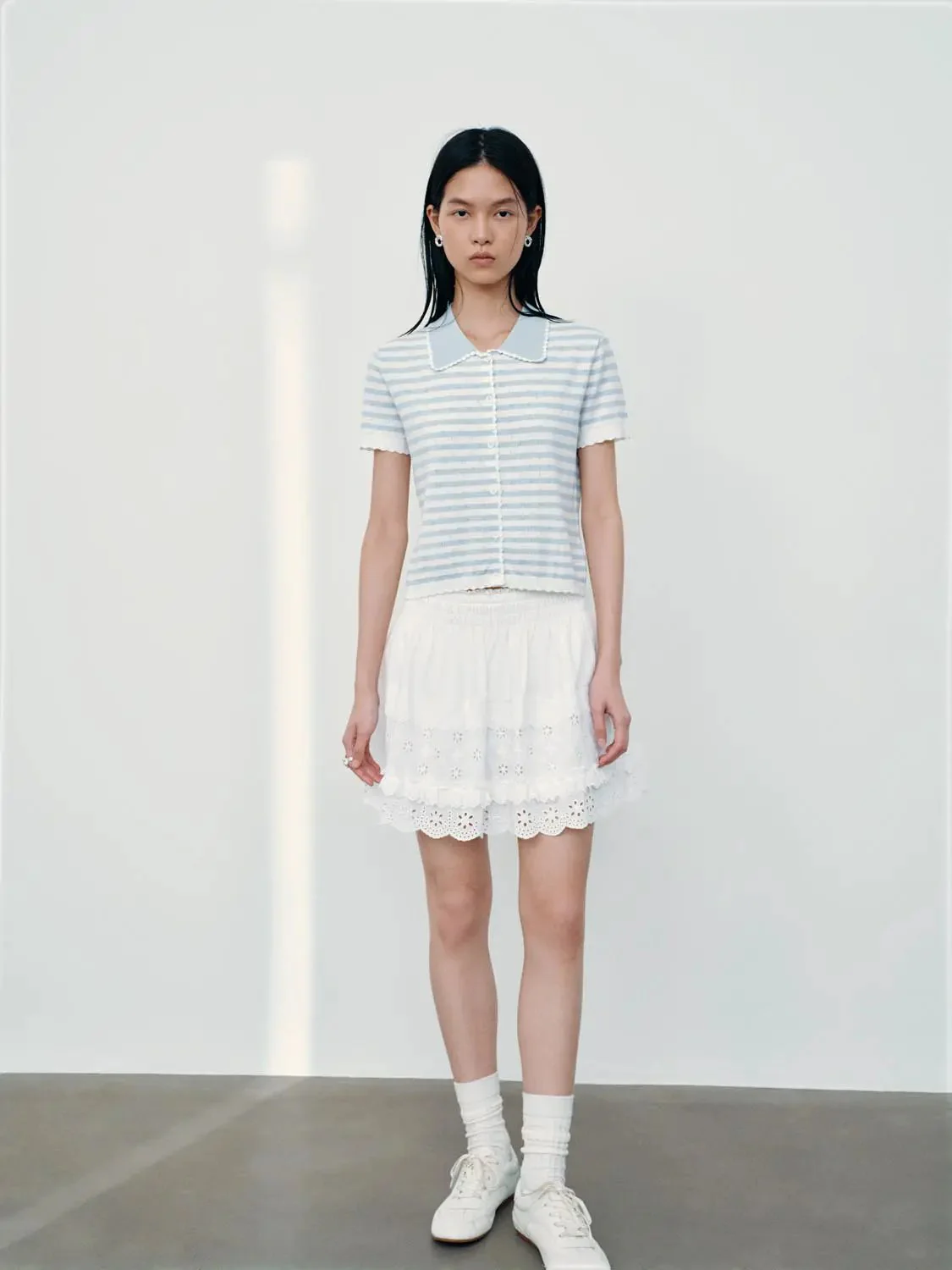 21526-contrast-striped-short-sleeve-knitted-cardigans-4.webp Contrast Striped Short Sleeve Knitted Cardigans