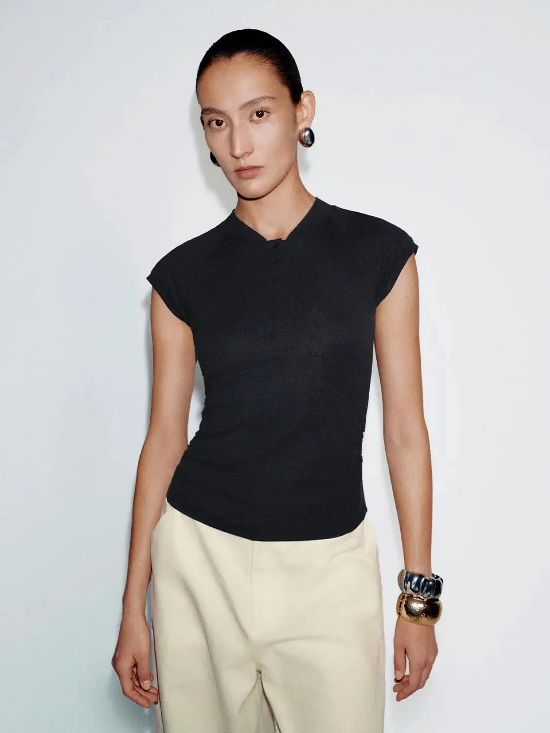 21564-linen-lyocell-blend-henley-neck-cap-sleeve-t-shirts-9.webp Linen Lyocell Blend Henley Neck Cap Sleeve T Shirts