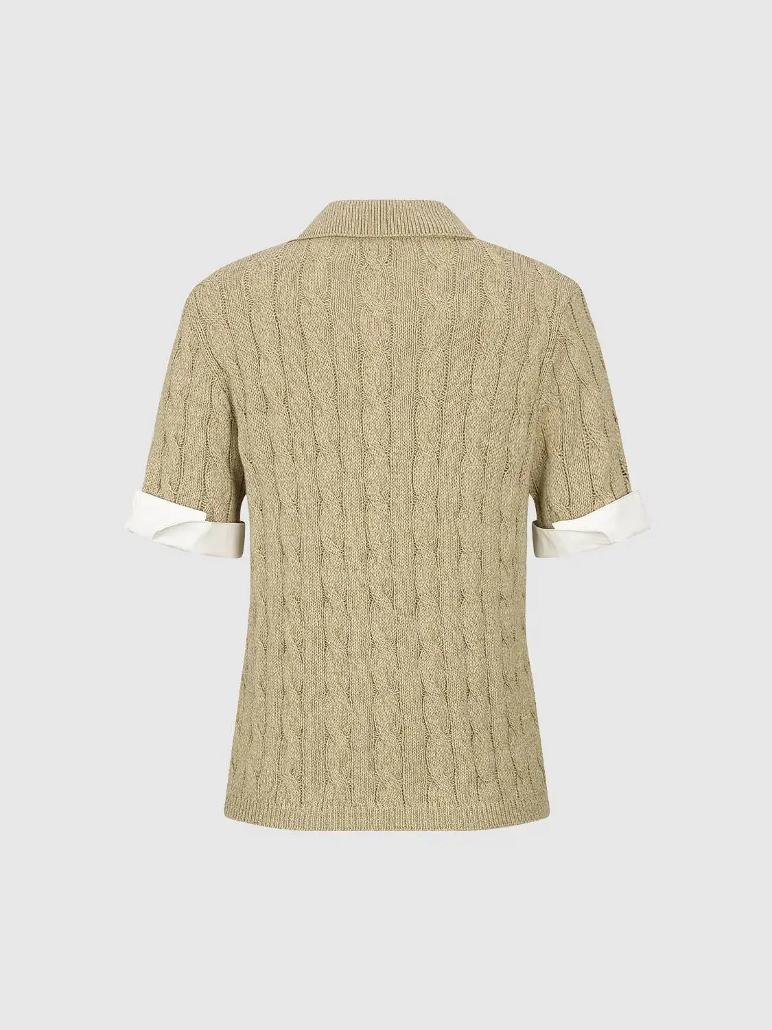 21600-cotton-cable-knit-polo-neck-top-t-shirts-2.webp Cotton Cable Knit Polo Neck Top T Shirts