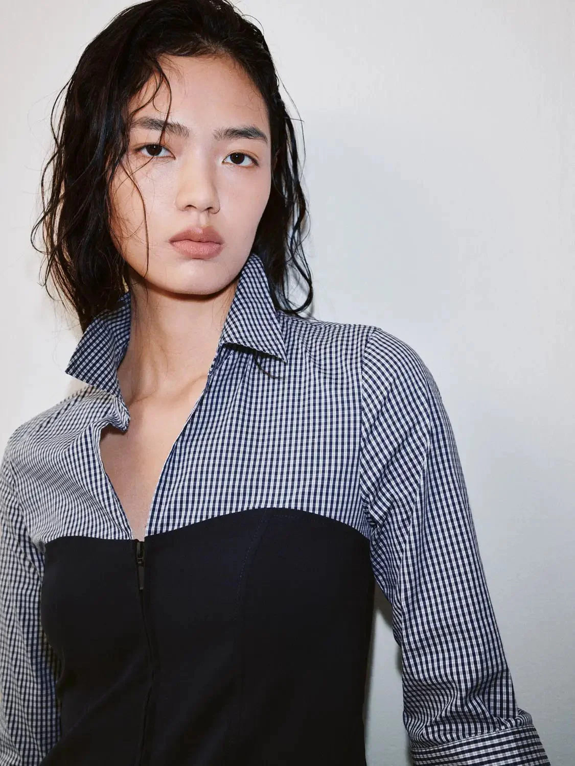 21666-contrast-spliced-check-zip-up-cotton-shirt-3.webp Contrast Spliced Check Zip Up Cotton Shirt
