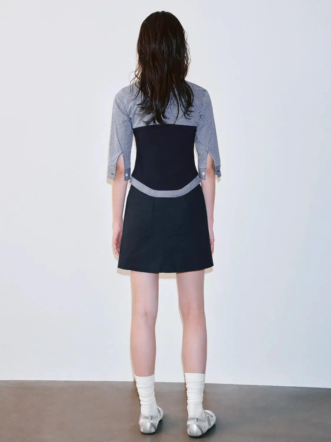21666-contrast-spliced-check-zip-up-cotton-shirt-5.webp Contrast Spliced Check Zip Up Cotton Shirt