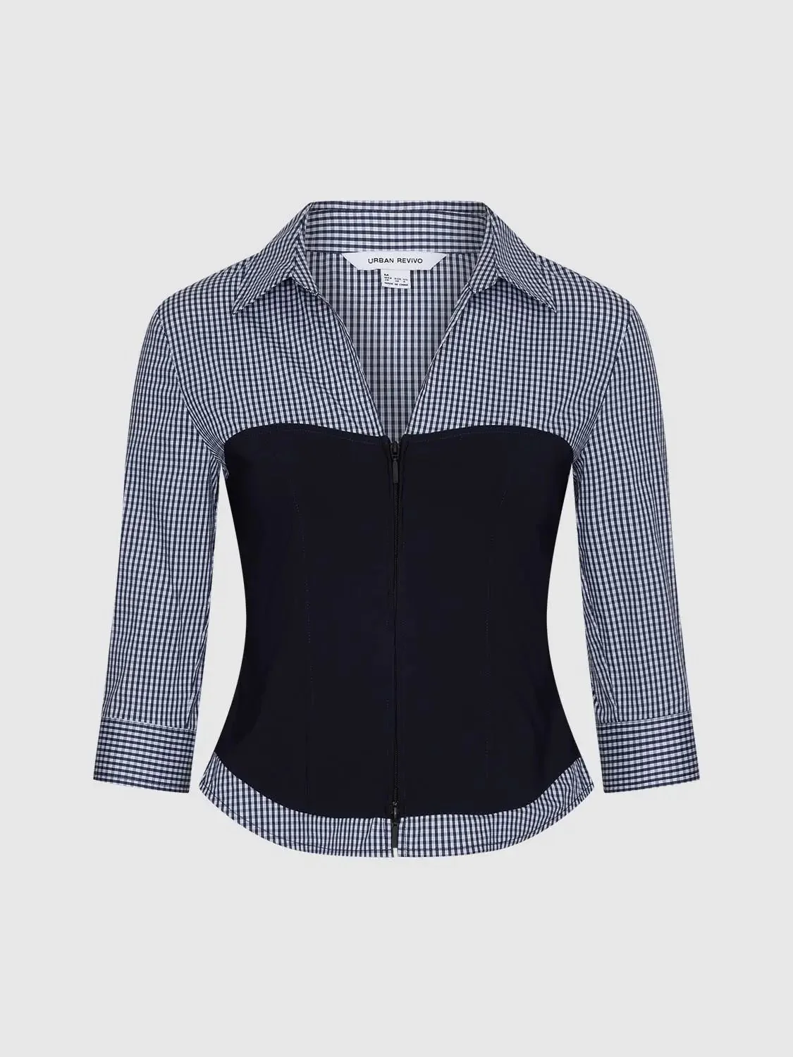 21666-contrast-spliced-check-zip-up-cotton-shirt-6.webp Contrast Spliced Check Zip Up Cotton Shirt